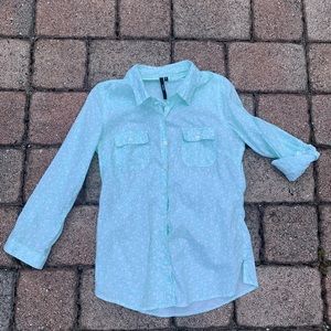 Cathy Mint Green Three Quarter Sleeve Button Down